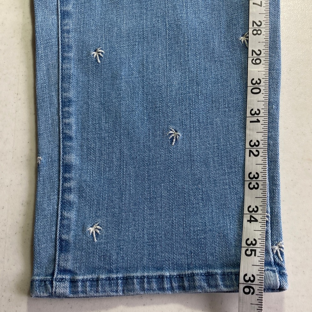 Talbots Light Blue Slim Ankle Jeans with Tiny White Palm Embroidery - Picture 7 of 9